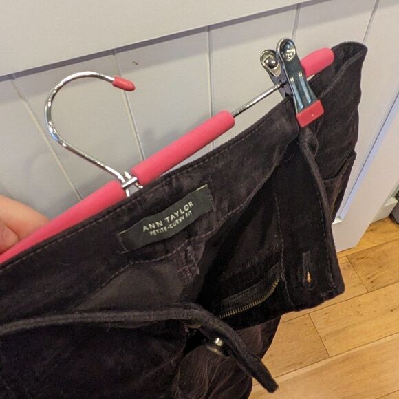 Ann Taylor Sculpting Mid Rise Curvy Black Velvet Skinny Pants SIZE 12 - Picture 8 of 14